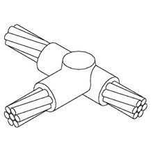 #2 Stranded Copper Conductor to 2/0 Stranded Copper Conductor (Tee of Horizontal Run & Tap Cables)