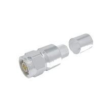 N MALE CRIMP CONNECTOR WITH SOLDER CENTER PIN FOR TIMES PLENUM RATED 1/2 IN. BRAIDED CABLE FAMILY, NO BRAID TRIM
