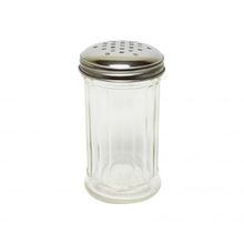 Thunder Group® Clear 12oz Glass Sugar/Cheese Dispenser w/Stainless Steel Perforated Top (GLTWSJ012P)