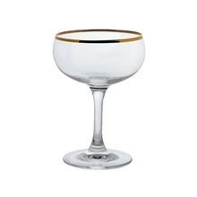 Steelite 480142R352 Paris Champagne Glass, 8 oz., (H 5-1/8; M 3-5/8; T 3-3/8; B 2-7/8), coupe, gold rim, Rona, Gold Miners (24 ea/cs)