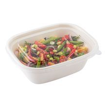 FLAT LID 9-1/4x7-1/4 F/ 48 & 60oz BAGASSE PET CLR 100/cs