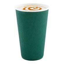 HOT CUP 20oz PAPER RIPPLE WALL FOREST GRN 250/cs