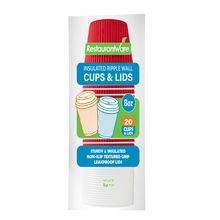 HOT CUP & WHITE LID 8oz PAPER RIPPLE WALL RED 20/cs