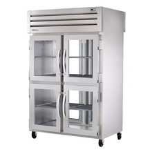 TRUE STR2RPT-4HG-2G-HC SPEC SERIES Pass-thru Refrigerator, two-section, stainless steel front & sides, (4) glass doors front & (2) glass doors rear