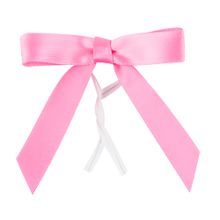 TWIST TIE BOW 3x2-1/2 PRE-TIED POLYESTER SATIN PINK 4000/cs