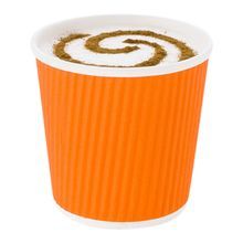 HOT CUP 4oz PAPER RIPPLE WALL TANGERINE ORANGE 25/cs