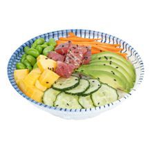 BENTO ASIAN BOWL 10oz 6-1/2dia PLASTIC WHITE & BLUE 100/cs