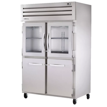 TRUE STR2R-2HG/2HS-HC SPEC SERIES Refrigerator, Reach-in, two-section, stainless steel front & sides, (2) glass half doors & (2) stainless steel