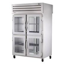 TRUE STR2RPT-4HG-2S-HC SPEC SERIES Pass-thru Refrigerator, two-section, stainless steel front & sides, (4) glass half doors front, (2) stainless