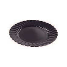 Dinner Plate, Disposable, Scalloped Plate, Round, 9 in Dia, Polystyrene, Black