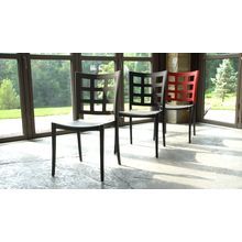Grosfillex US647017 Plazza Stacking Side Chair, window back design, resin seat and frame, black (price per each, packed 4 per case)