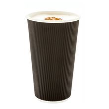 HOT CUP 16oz PAPER RIPPLE WALL BLACK 500/cs