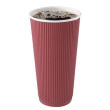 HOT CUP 20oz PAPER RIPPLE WALL CRIMSON 10/cs