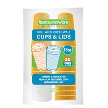 HOT CUP & WHITE LID 16oz PAPER RIPPLE WALL YELLOW 20/cs