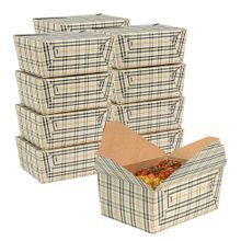 TAKEOUT BIO-PAK #4 8-1/2x6-1/4 RECT 98oz PAPER PLAID 200/cs
