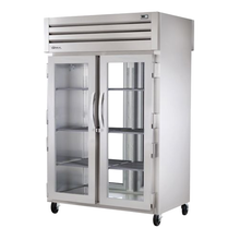 TRUE STR2RPT-2G-2S-HC SPEC SERIES Pass-thru Refrigerator, two-section, stainless steel front & sides, (2) glass doors front, (2) stainless steel