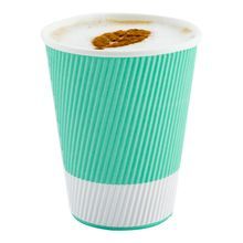 HOT CUP 12oz PAPER RIPPLE WALL LIGHT GREEN 500/cs