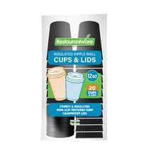 HOT CUP & BLACK LID 12oz PAPER RIPLLE WALL BLACK 200/cs