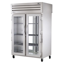 TRUE STG2RPT-2G-2G-HC SPEC SERIES Pass-thru Refrigerator, two-section, stainless steel front, aluminum sides, (2) glass doors front & rear with