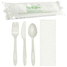 CUTLERY KIT K/F/S/N/S&P WHITE WRAPPED PP MED WEIGHT 250/cs