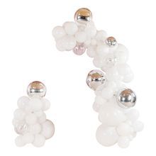 BALLOON ARCH KIT 125pc LATEX WHITE & SILVER 1/cs
