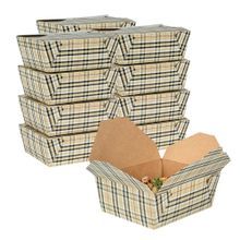 TAKEOUT BIO-PAK #8 6-3/4x5-1/2 RECT 45oz PAPER PLAID 200/cs