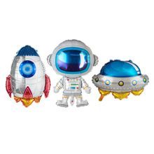 BALLOON 3-PC SPACE SET MYLAR UFO ASTRONAUT ROCKETSHP 100/cs