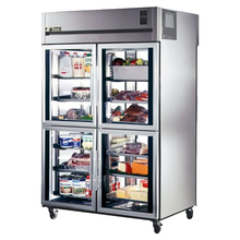 TRUE STA2RPT-4HG-2G-HC SPEC SERIES Pass-thru Refrigerator, two-section, stainless steel front & sides, (4) glass doors front, (2) glass doors rear