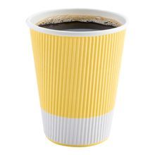 HOT CUP 12oz PAPER RIPPLE WALL LIGHT YELLOW 25/cs