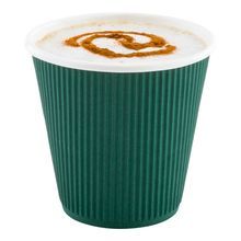 HOT CUP 8oz PAPER RIPPLE WALL FOREST GRN 500/cs