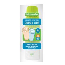 HOT CUP & WHITE LID 8oz PAPER RIPPLE WALL ECO GREEN 400/cs