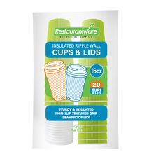 HOT CUP & WHITE LID 16oz PAPER RIPPLE WALL ECO GREEN 200/cs