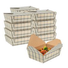 TAKEOUT BIO-PAK #3 8-1/2x6-1/4 RECT 71oz PAPER PLAID 200/cs