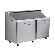 Traulsen UPT4818-LL Dealer's Choice Compact Prep Table Refrigerator with roll-top lid which serves as an overshelf, Reach-in, two-section, 48
