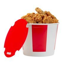 BUCKET CHICKEN w/ LID 150oz PAPER RED & WHITE 100/cs