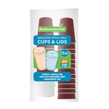 HOT CUP & WHITE LID 12oz PAPER RIPPLE WALL CRIMSON 20/cs