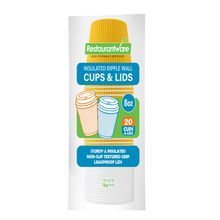 HOT CUP & WHITE LID 8oz PAPER RIPPLE WALL YELLOW 20/cs