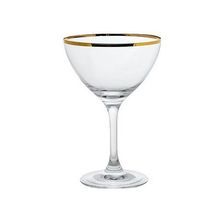 Steelite 480142R354 Martini/Champagne Glass, 8 oz., (H 5-3/4; M 3-3/4; T 3-3/4; B 2-7/8), gold rim, Rona, Gold Miners (24 ea/cs)