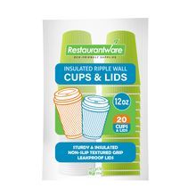 HOT CUP & WHITE LID 12oz PAPER RIPPLE WALL ECO GREEN 20/cs