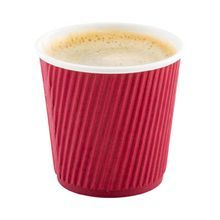 HOT CUP 4oz PAPER RIPPLE WALL CRIMSON 25/cs