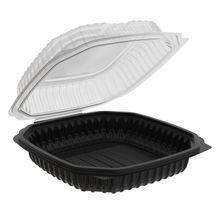HINGED TAKEOUT 1-COMP 47-1/2oz 10x9x3 LITES PP BLK CLR 120/cs