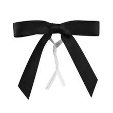 TWIST TIE BOW 3x2-1/2 PRE-TIED POLYESTER SATIN BLACK 100/cs