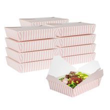 TAKEOUT BIO-PAK #2 8-1/2x6-1/4 RECT 49oz PAPER PINK&WHT 50/cs