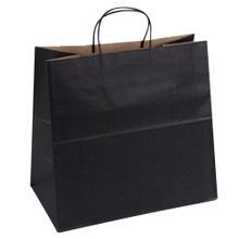 RETAIL BAG 12-1/2x6-1/4x12-1/4 W/ HANDLES PAPER BLACK 100/cs