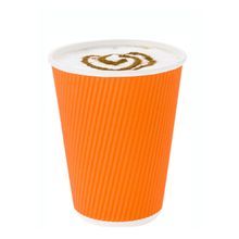 HOT CUP 12oz PAPER RIPPLE WALL TANGERINE ORANGE 25/cs