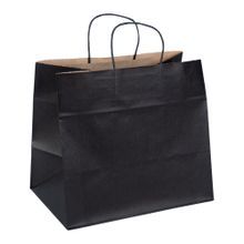 RETAIL BAG 12-1/2x8-1/4x11-1/4 W/ HANDLES PAPER BLACK 100/cs