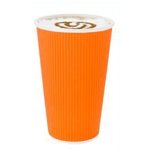 HOT CUP 16oz PAPER RIPPLE WALL TANGERINE ORANGE 25/cs