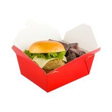 TAKEOUT BIO-PAK #8 6-3/4x5-1/2 RECT 45oz PAPER RED 200/cs