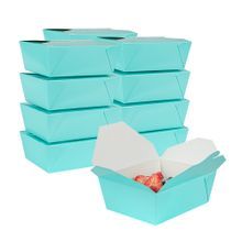 TAKEOUT BIO-PAK #8 6-3/4x5-1/2 REC 45oz PAPER TURQUOISE 50/cs