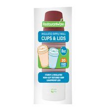 HOT CUP & WHITE LID 8oz PAPER RIPPLE WALL CRIMSON 400/cs